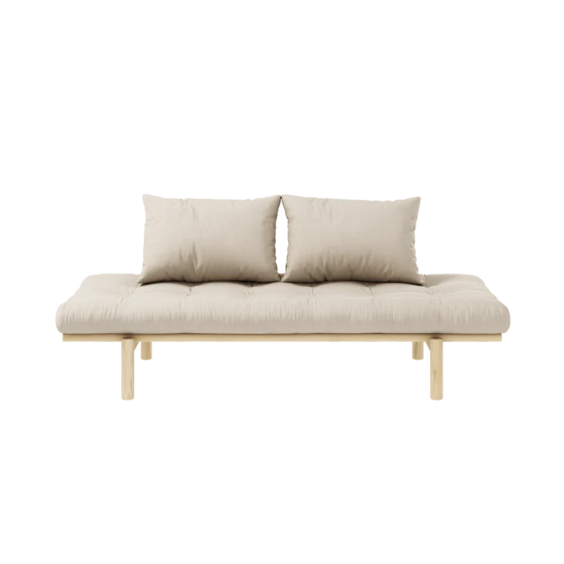 Lit de jour en pin massif avec matelas beige 75x200cm Pace - Karup Design