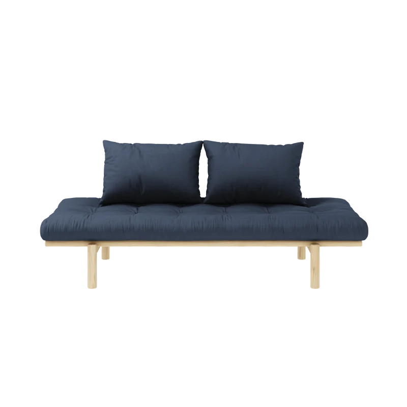 Lit de jour en pin massif avec matelas bleu marine 75x200cm Pace - Karup Design