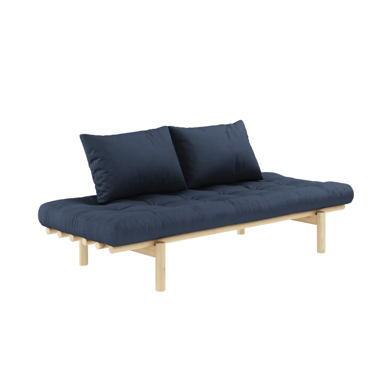 Lit de jour en pin massif avec matelas bleu marine 75x200cm Pace - Karup Design