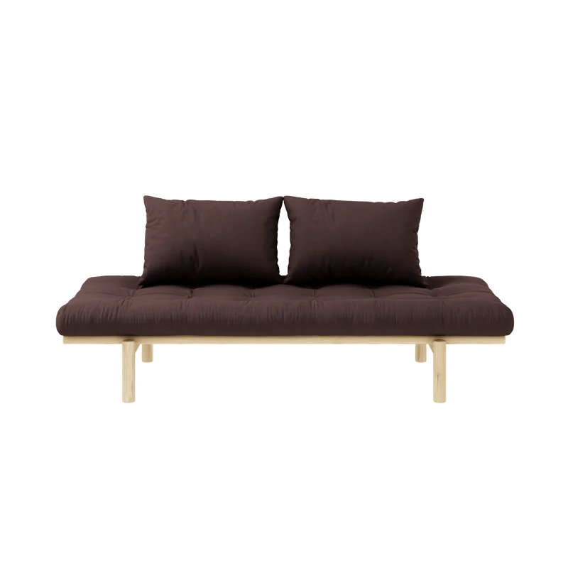 Lit de jour en pin massif avec matelas marron 75x200cm Pace - Karup Design