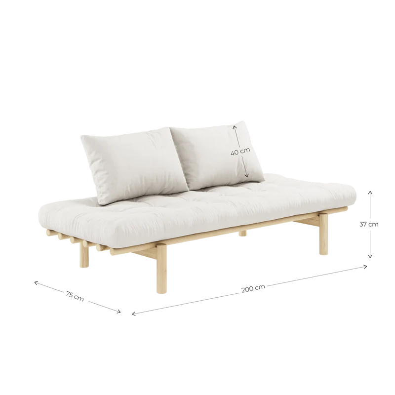 Lit de jour en pin massif avec matelas marron 75x200cm Pace - Karup Design