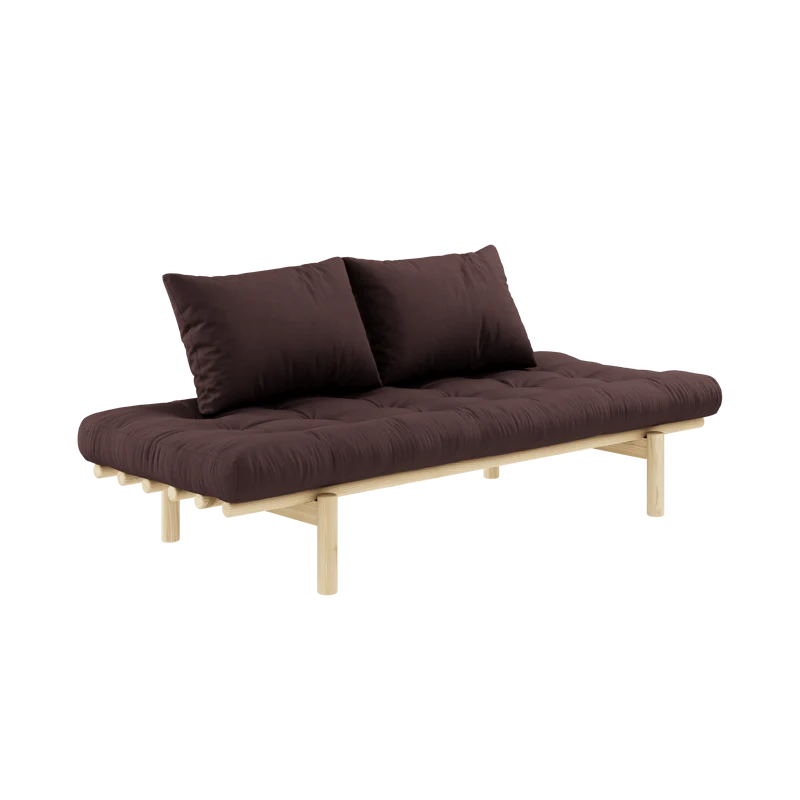 Lit de jour en pin massif avec matelas marron 75x200cm Pace - Karup Design