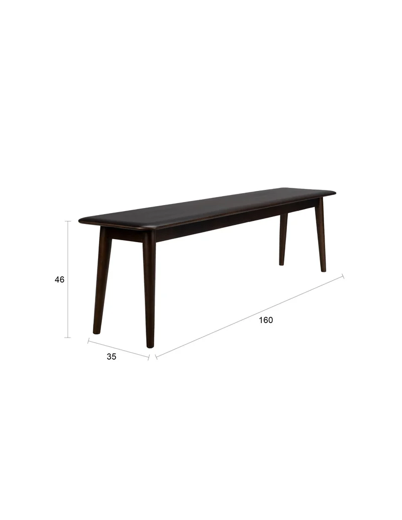 Banc en bois massif foncé 35x160x46cm Elroy - Dutchbone