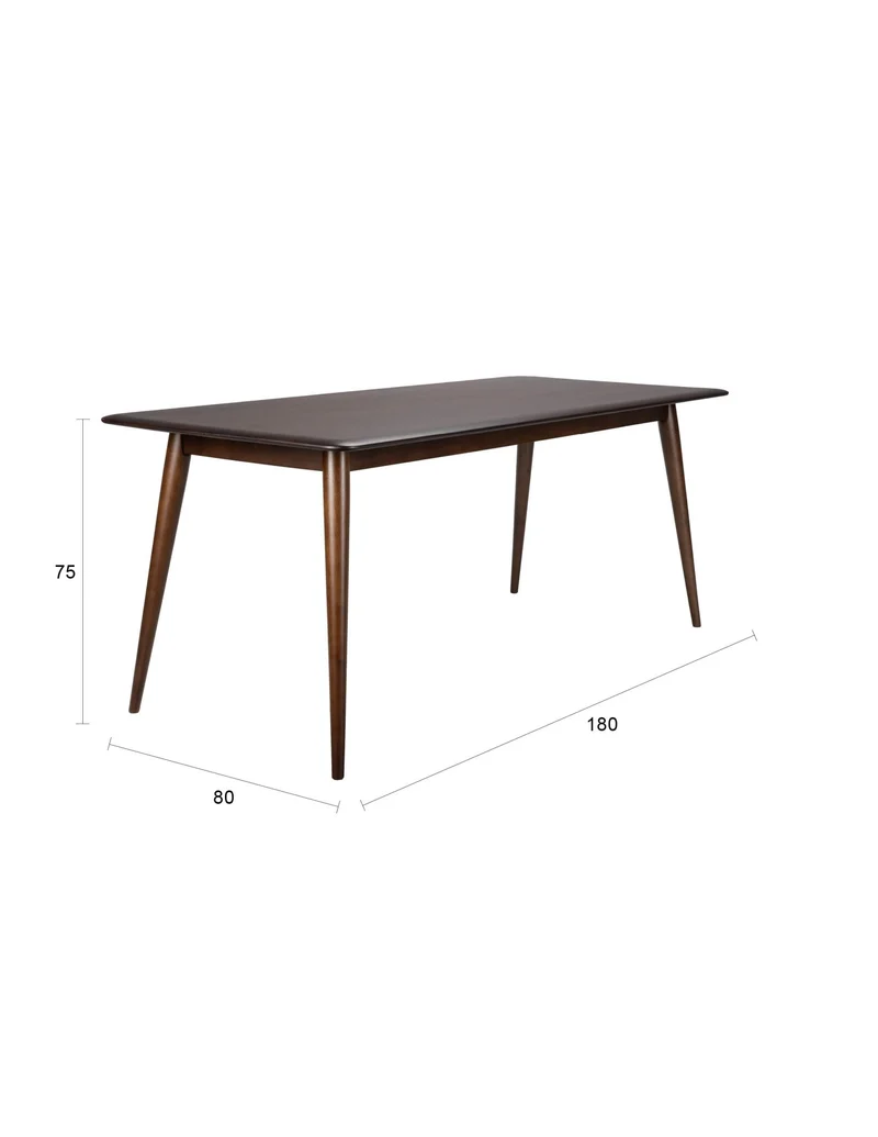 Table à manger rectangulaire en bois massif foncé 180x80x75cm Elroy - Dutchbone