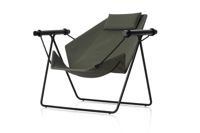 Balancelle en inox noir et tissu vert 95x110x78cm Hamaka - Airborne