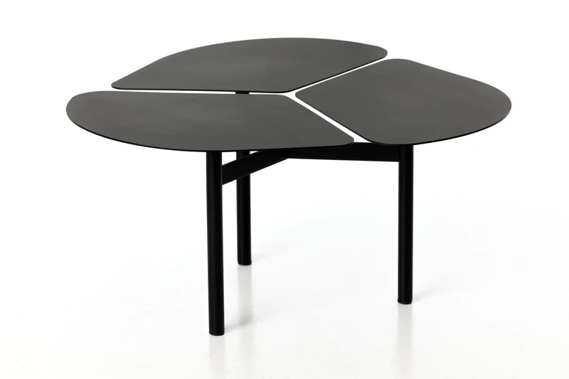 Table basse ronde en inox noire 70×70x36 cm Miss Trèfle S - Airborne