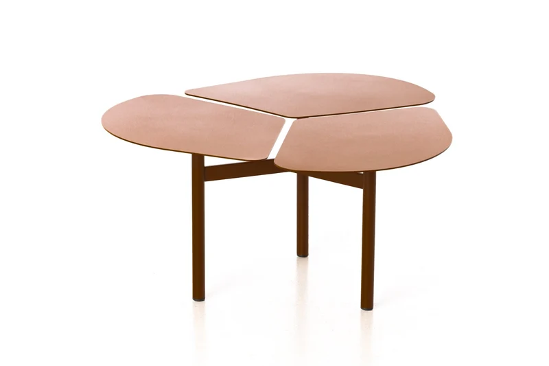 Table basse ronde en inox beige 70×70x36 cm Miss Trèfle S - Airborne