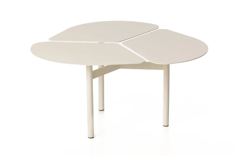 Table basse ronde en inox ivoire 70×70x36 cm Miss Trèfle S - Airborne