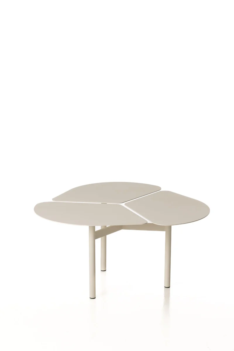 Table basse ronde en inox ivoire 70×70x36 cm Miss Trèfle S - Airborne