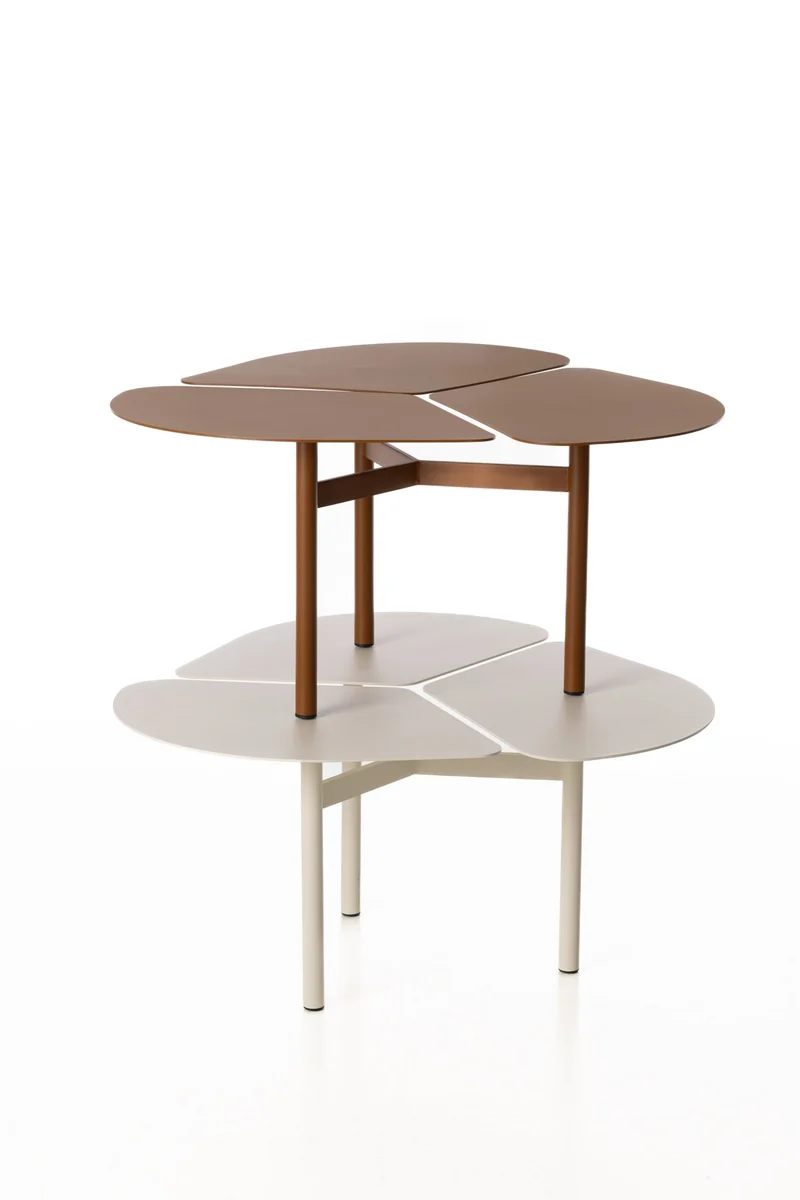 Table basse ronde en inox ivoire 70×70x36 cm Miss Trèfle S - Airborne