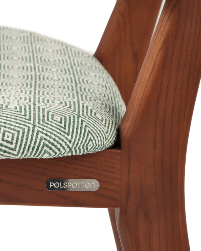 Chaise de salle à manger en tissu vert clair et bois de frêne Squared Happy Days - Pols Potten