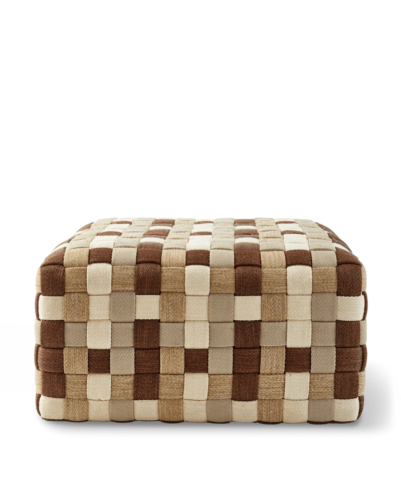 Pouf d'extérieur carré en tissu tressé beige 60 x 60 x 32 cm Braided - Pols Potten