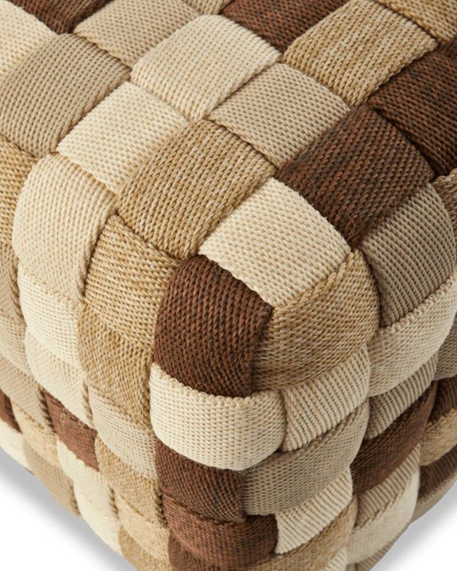 Pouf d'extérieur carré en tissu tressé beige 60 x 60 x 32 cm Braided - Pols Potten
