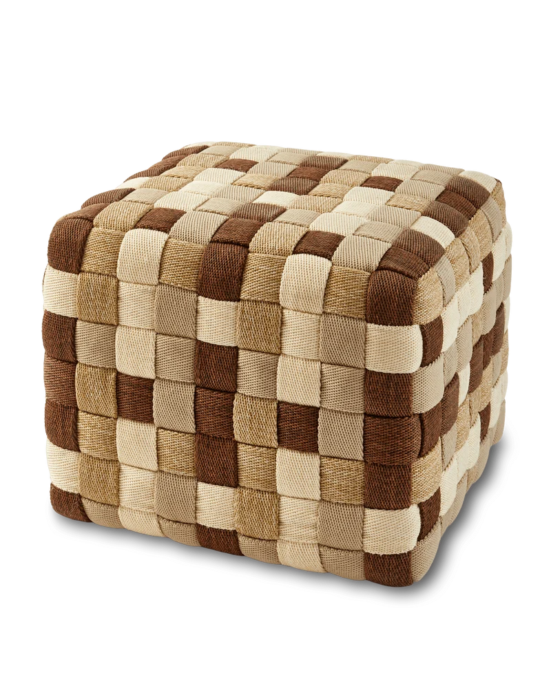 Pouf d'extérieur carré en tissu tressé beige 40 x 40 x 32 cm Braided - Pols Potten