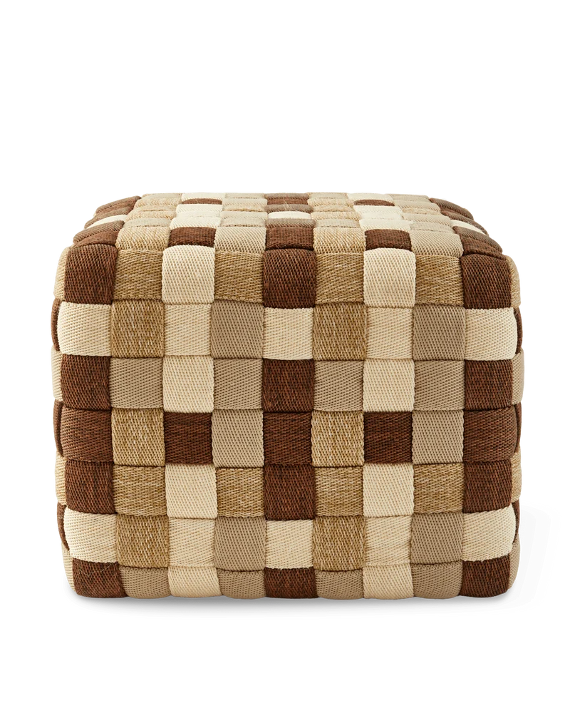 Pouf d'extérieur carré en tissu tressé beige 40 x 40 x 32 cm Braided - Pols Potten
