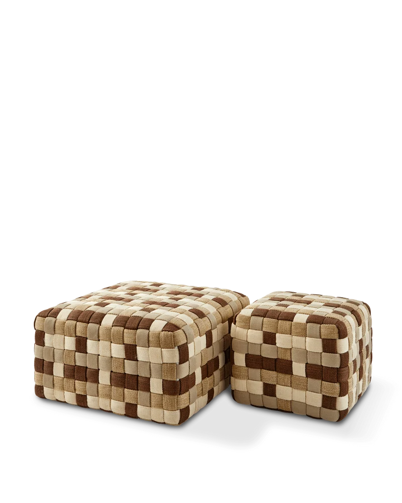 Pouf d'extérieur carré en tissu tressé beige 40 x 40 x 32 cm Braided - Pols Potten