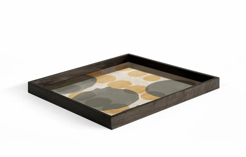 Plateau en verre Layered Dots cannelle 51 x 51 cm - Ethnicraft Accessories