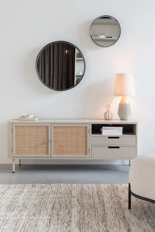 Buffet en bois et métal beige 38x150x55cm Sora - The Cool Republic