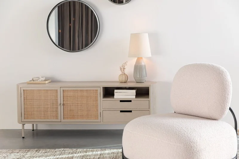Buffet en bois et métal beige 38x150x55cm Sora - The Cool Republic