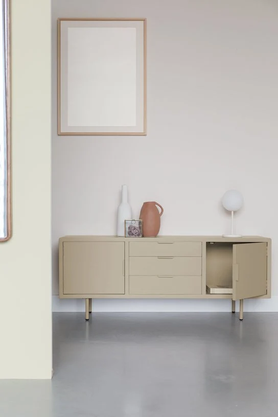 Buffet en bois et métal beige 140x40x55cm Siena - The Cool Republic
