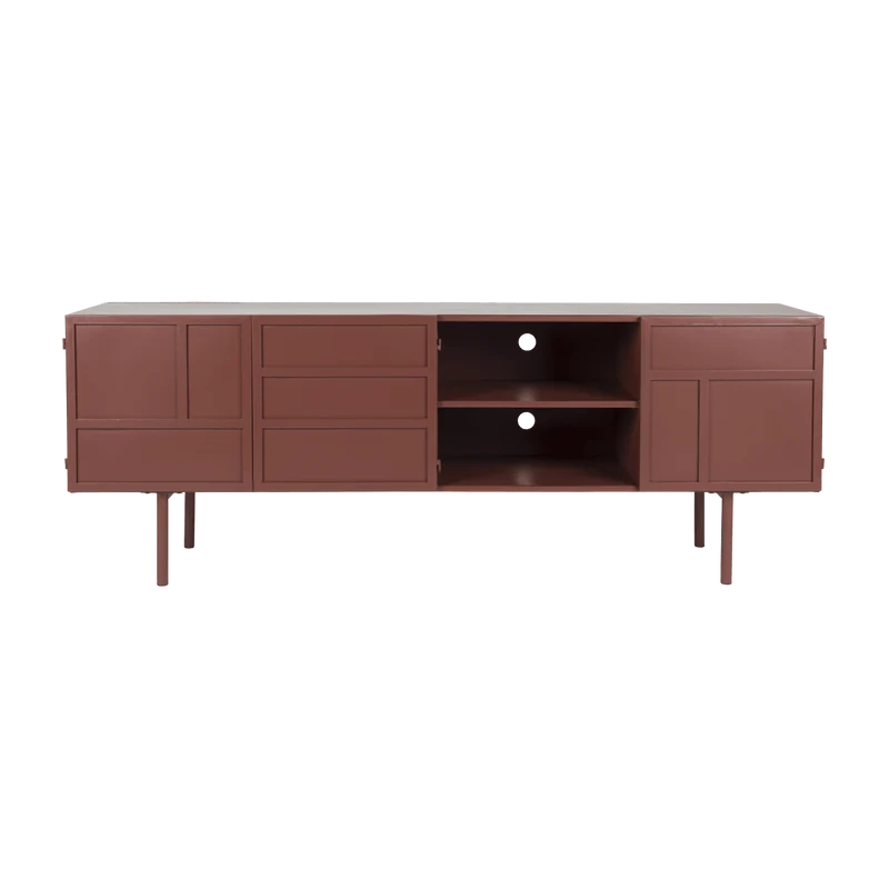 Buffet en bois et métal rouge 160x36x58cm Siena - The Cool Republic