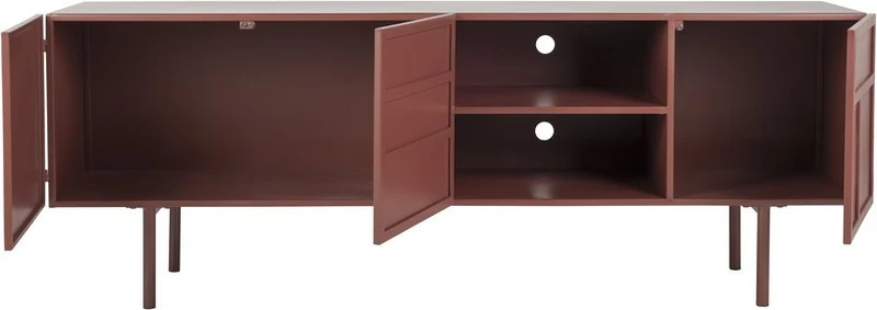 Buffet en bois et métal rouge 160x36x58cm Siena - The Cool Republic