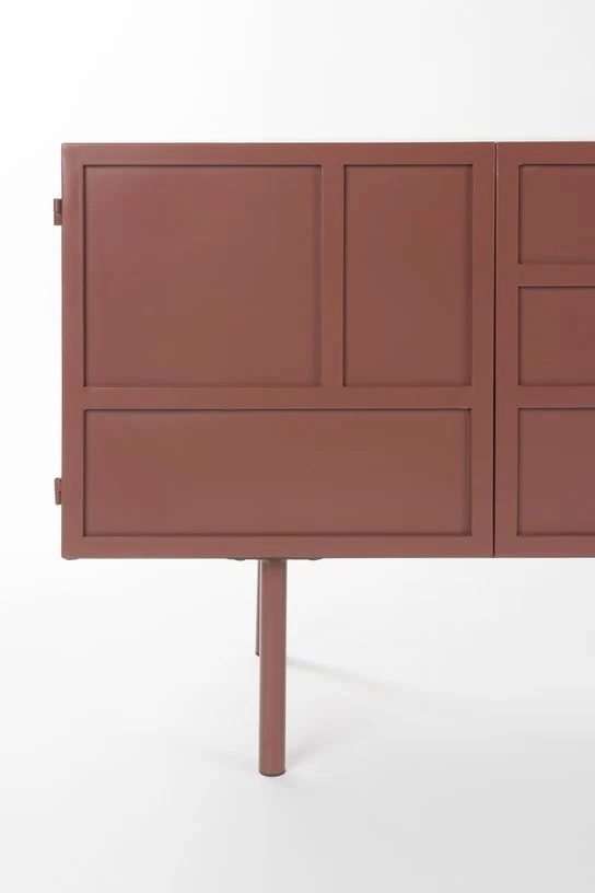 Buffet en bois et métal rouge 160x36x58cm Siena - The Cool Republic