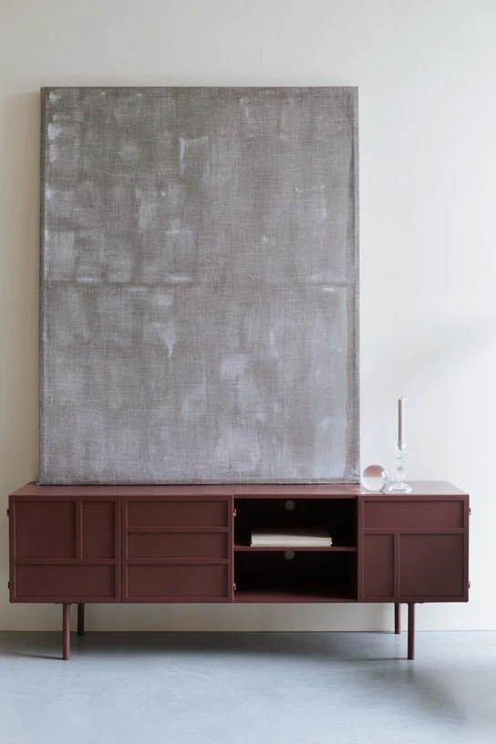 Buffet en bois et métal rouge 160x36x58cm Siena - The Cool Republic