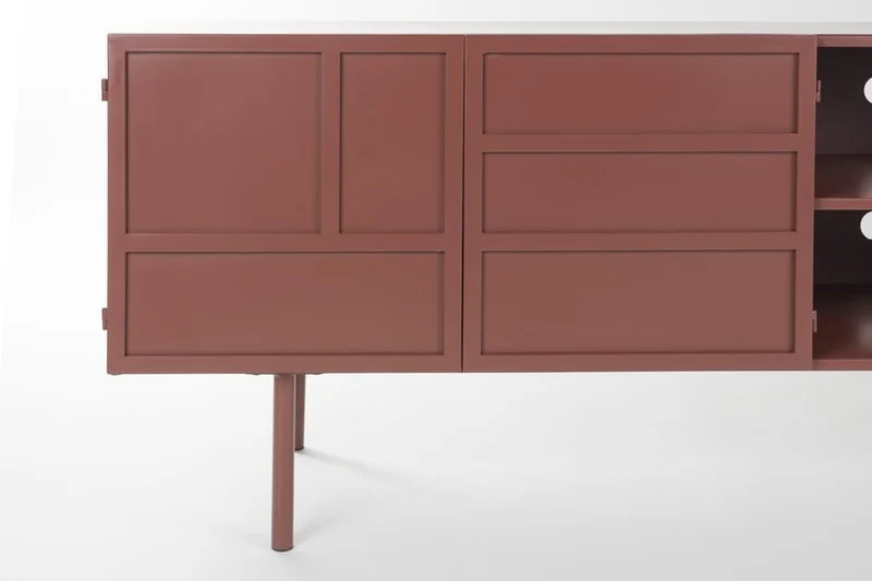 Buffet en bois et métal rouge 160x36x58cm Siena - The Cool Republic