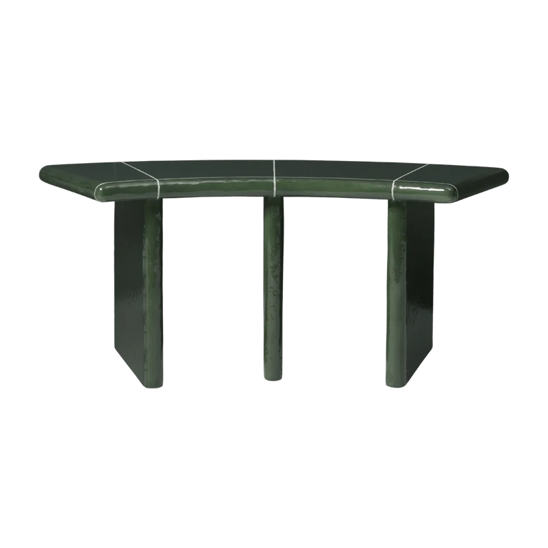 Banc incurvé en béton et fibre de verre vert 45,5x110x40cm Deya - Ferm living