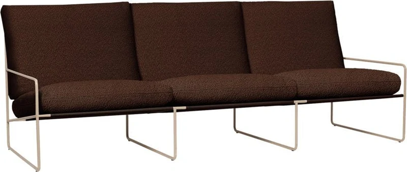 Fauteuil 3 places en acier galvanisé beige et tissu bouclé marron 78x233x85cm Desert 3 - Ferm living