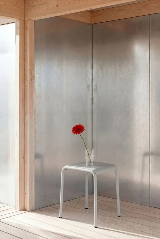 Tabouret de jardin en acier thermolaqué inoxydable gris craie 42x40x45cm Panorama - TIPTOE