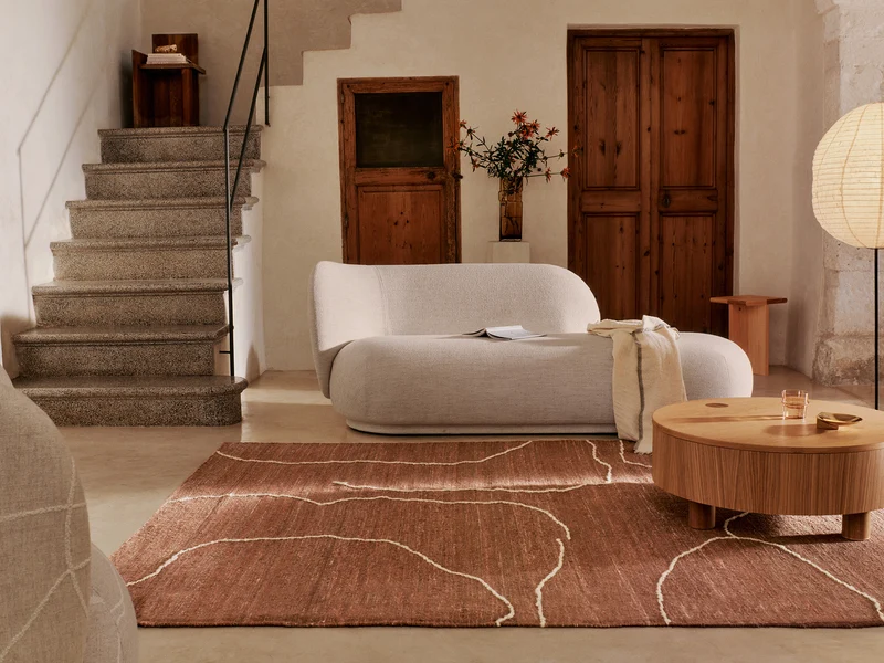 Ferm Living Gesso Jute Teppich - 200 x 300 - Terracotta/Off-white