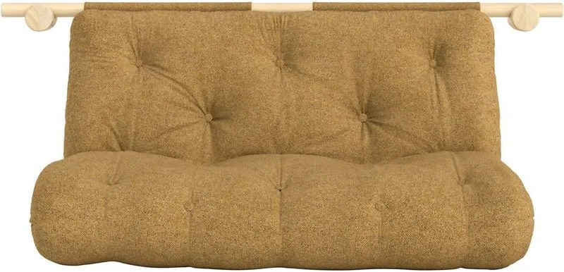 Canapé convertible en bois de pin 135x200cm avec matelas ocre golden ochre Hooked raw - Karup Design