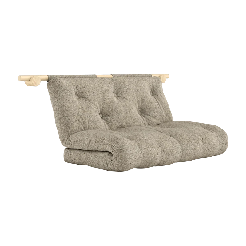 Canapé convertible en bois de pin 135x200cm avec matelas beige warm sand Hooked raw - Karup Design