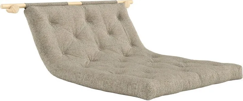 Canapé convertible en bois de pin 135x200cm avec matelas beige warm sand Hooked raw - Karup Design