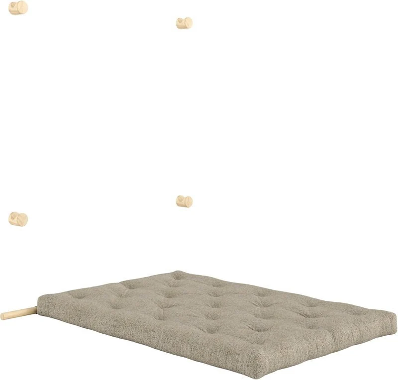 Canapé convertible en bois de pin 135x200cm avec matelas beige warm sand Hooked raw - Karup Design