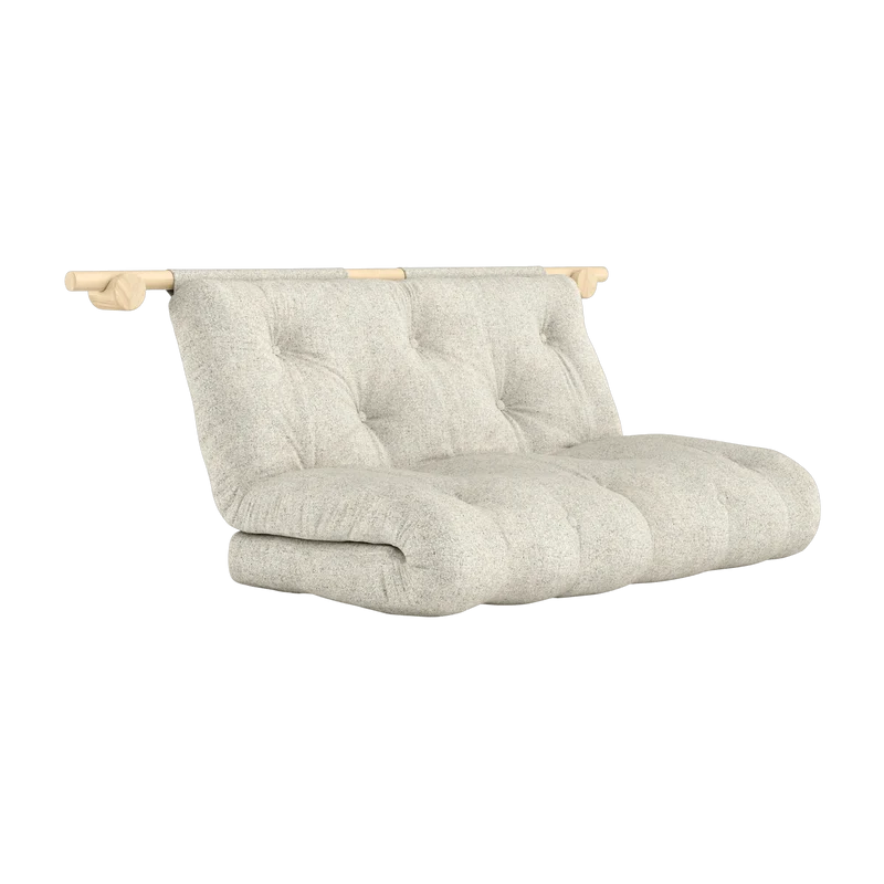 Canapé convertible en bois de pin 135x200cm avec matelas beige soft chalk Hooked raw - Karup Design