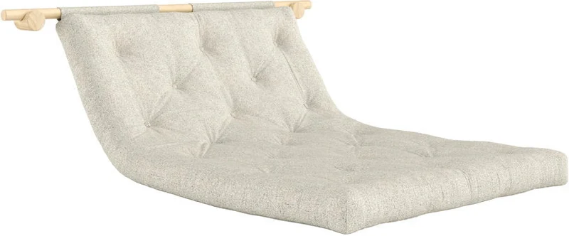Canapé convertible en bois de pin 135x200cm avec matelas beige soft chalk Hooked raw - Karup Design