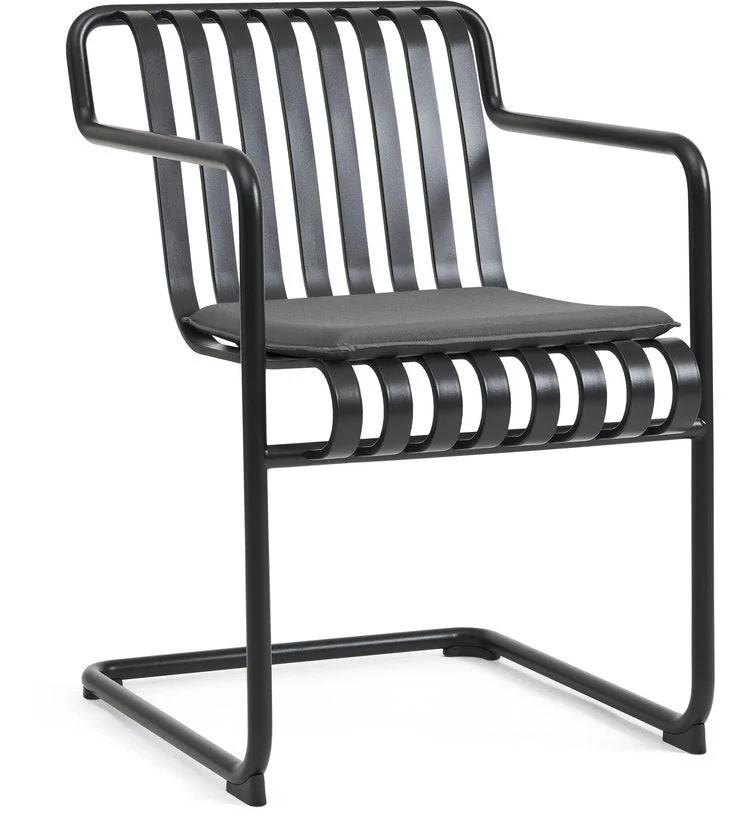 Chaise de jardin avec accoudoirs en acier gris anthracite 54x65x80cm Palissade - HAY