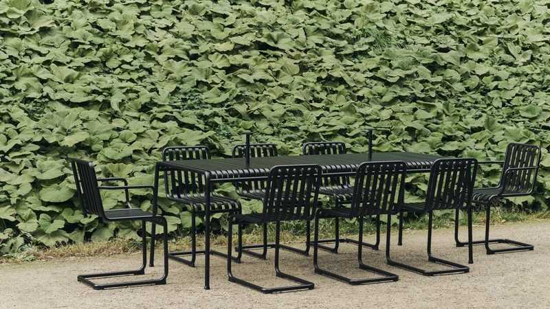 Chaise de jardin avec accoudoirs en acier gris anthracite 54x65x80cm Palissade - HAY