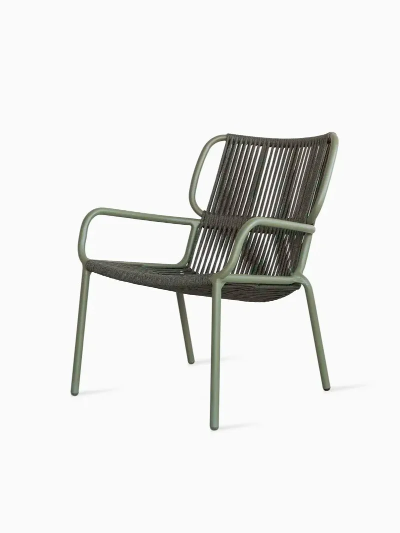Chaise lounge en aluminium thermolaqué et corde vert 67x83cm Ribbon - Vincent Sheppard