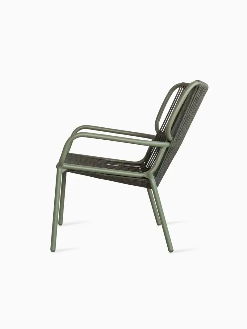 Chaise lounge en aluminium thermolaqué et corde vert 67x83cm Ribbon - Vincent Sheppard