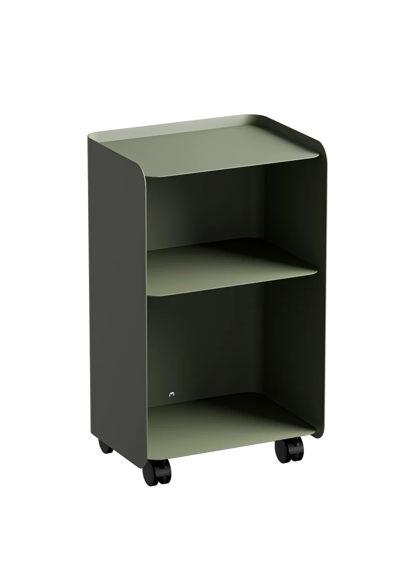 Table d'appoint à roulettes deux étages en acier vert 40x30x67,5cm Juno - Metallbude