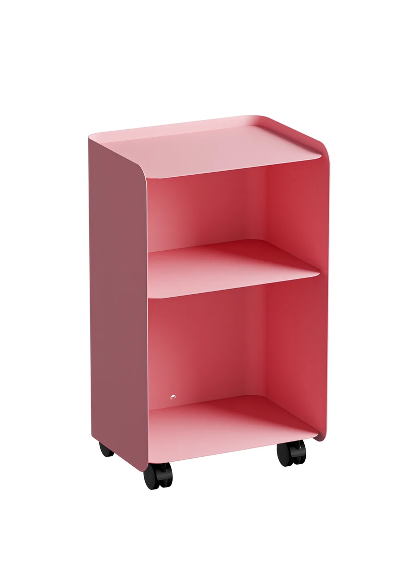Table d'appoint à roulettes deux étages en acier rose 40x30x67,5cm Juno - Metallbude