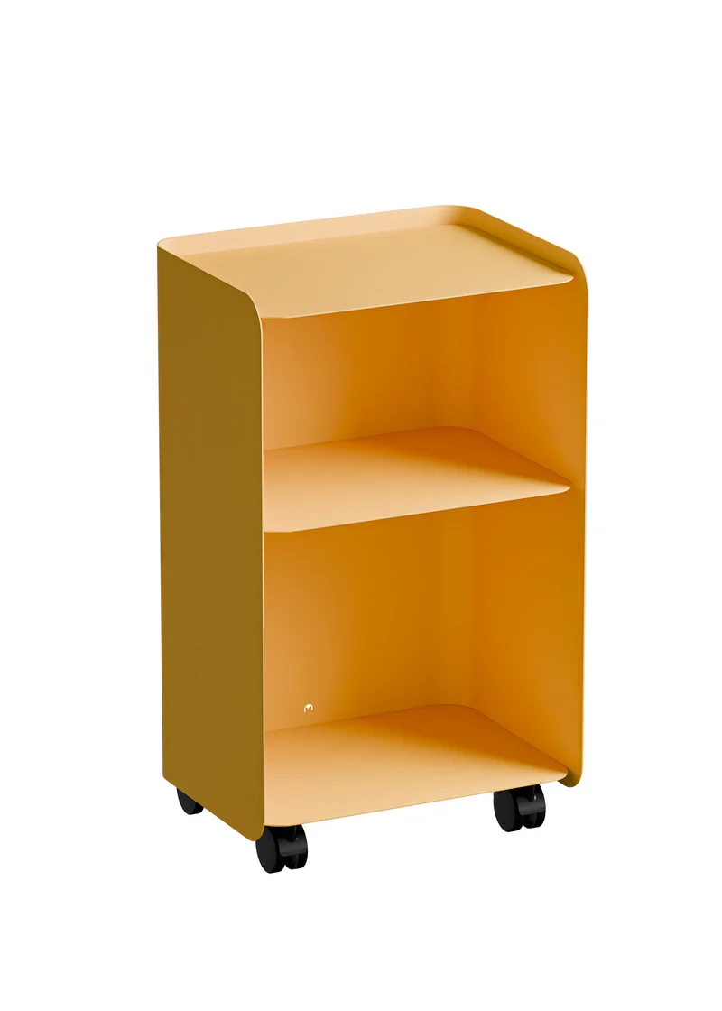 Table d'appoint à roulettes deux étages en acier jaune 40x30x67,5cm Juno - Metallbude