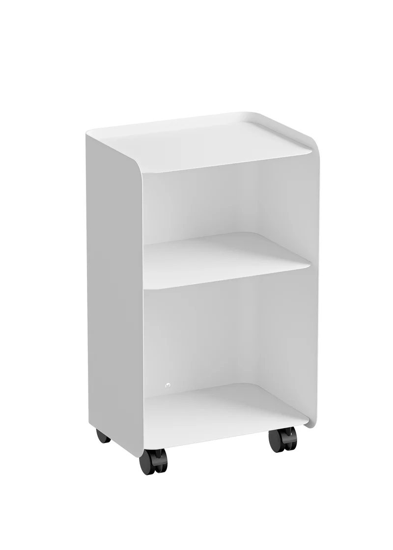 Table d'appoint à roulettes deux étages en acier blanc 40x30x67,5cm Juno - Metallbude