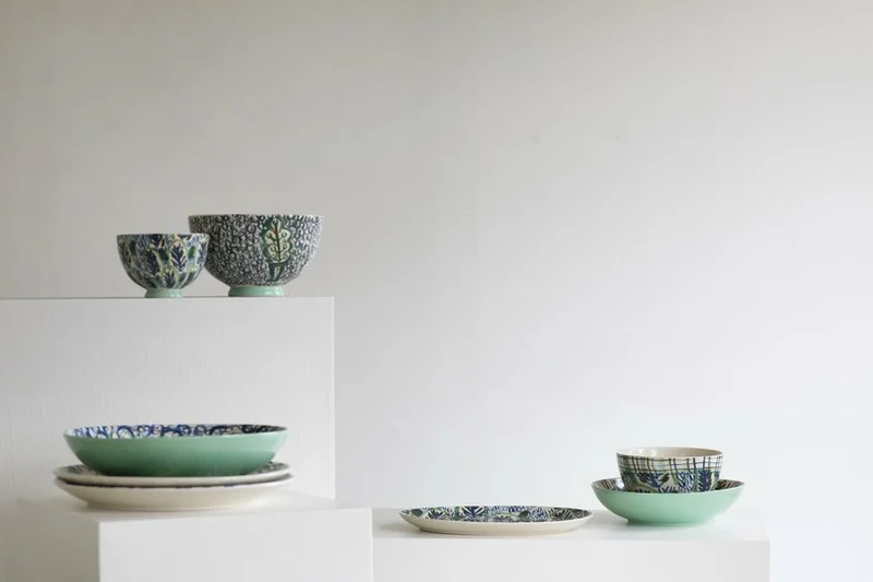 Bol en grès bleu vert 14 cm Kimono - Serax