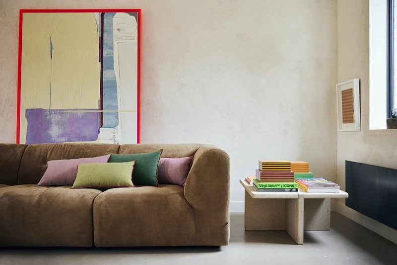 Coussin vert liseré rose 50 x 30 cm Mansion - HKliving