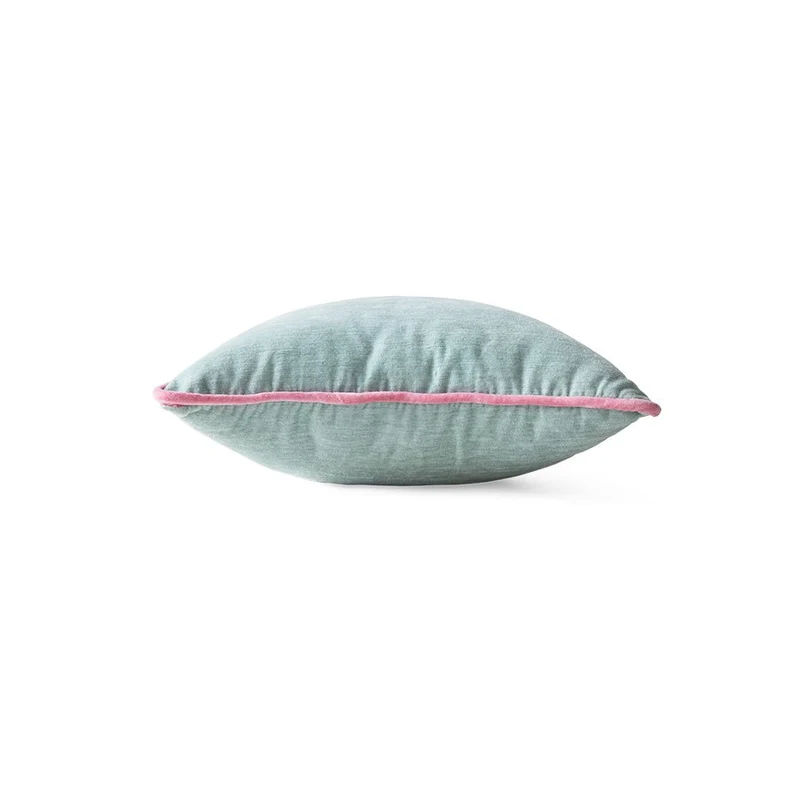 Coussin carré en tissu menthe rose 45x45cm - HKLiving